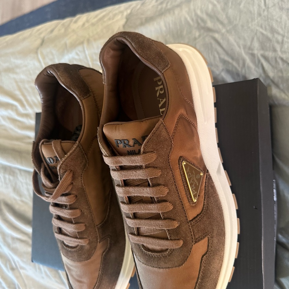Prada Men’s Prax 01 Suede and Re Nylon Sneaker - Picture 1 of 9